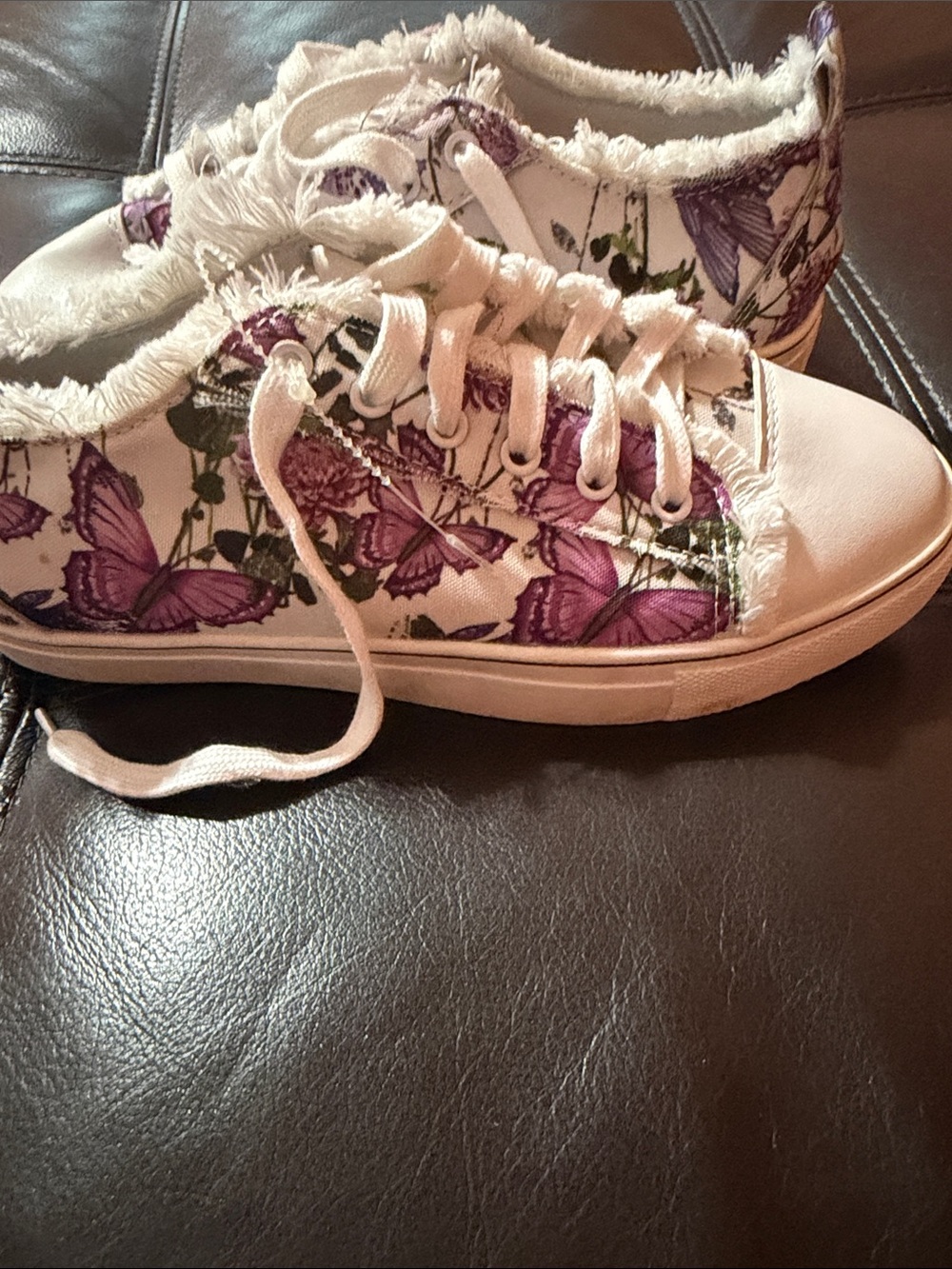 Casual Purple Butterfly Canvas Sneakers for Women